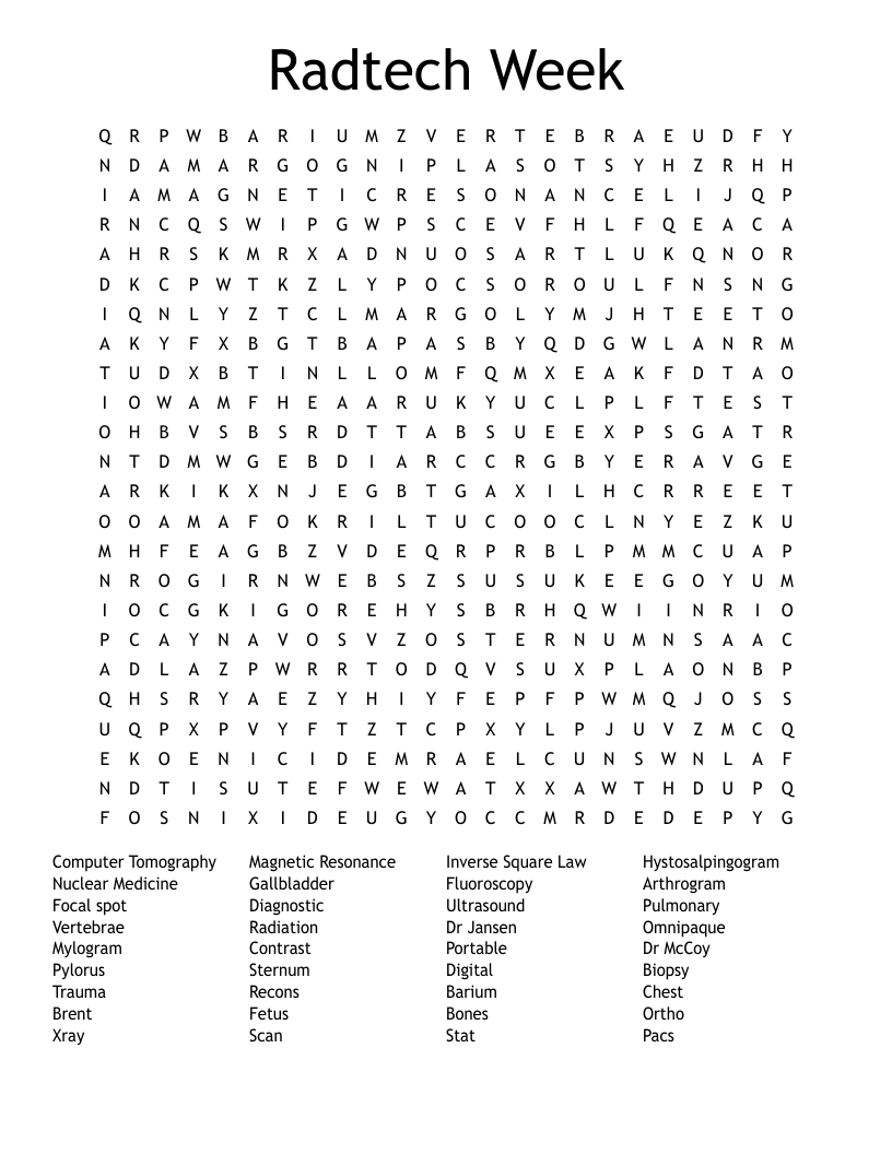 Radtech Week Word Search