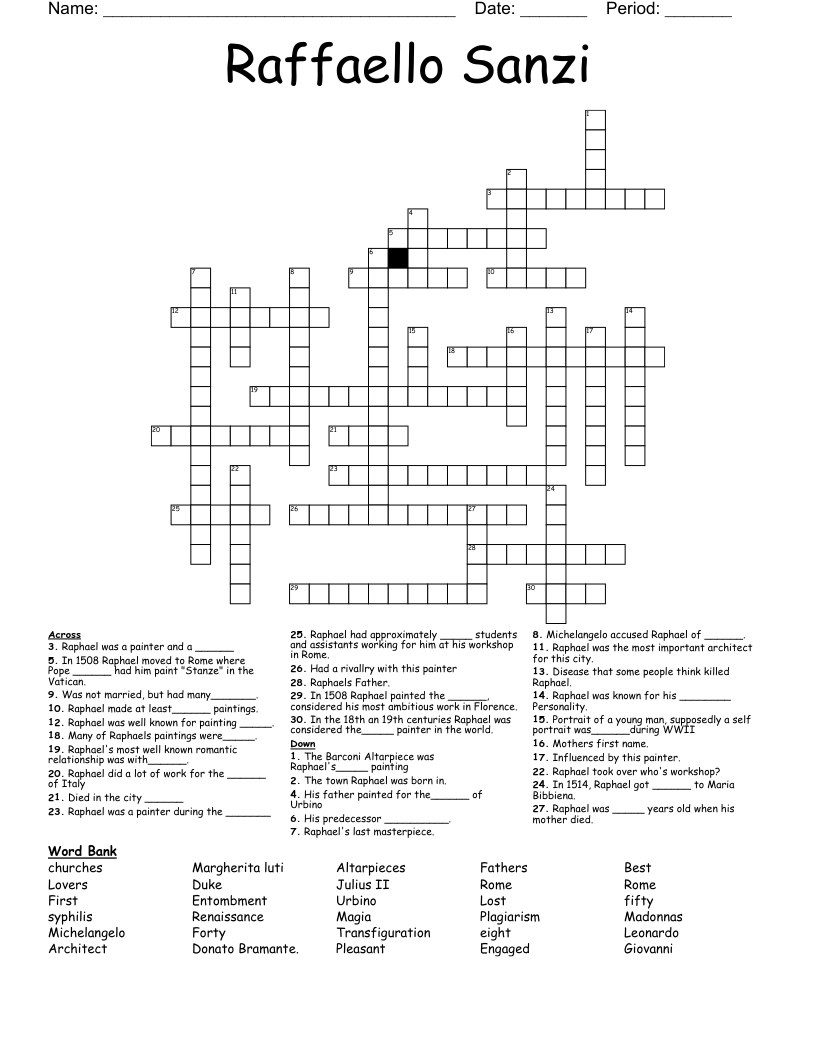 Raffaello Sanzi Crossword