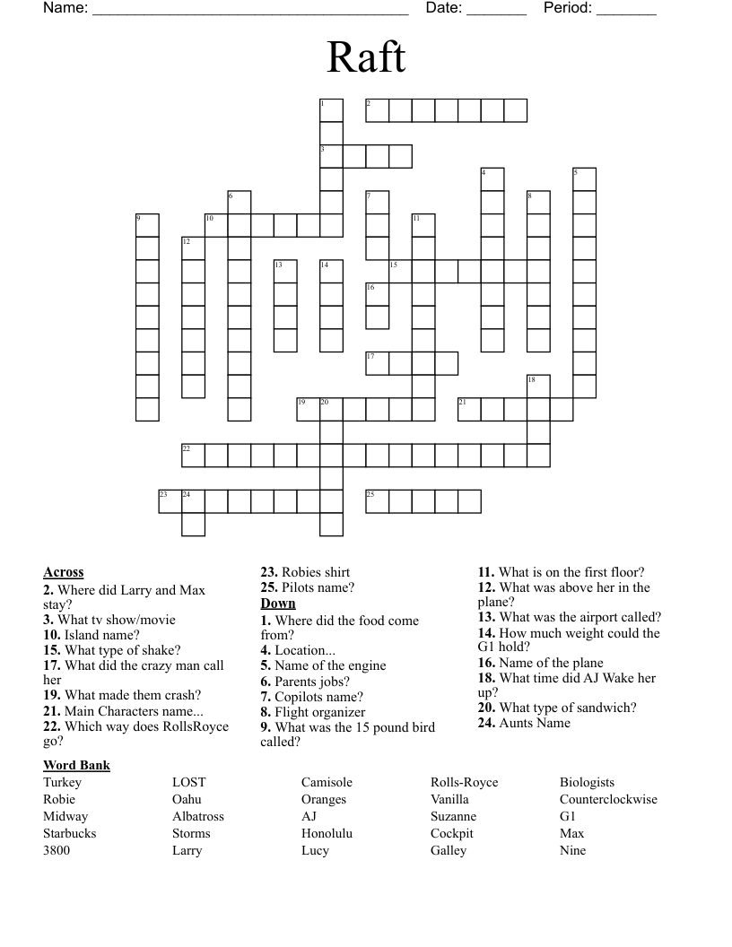 Raft Crossword
