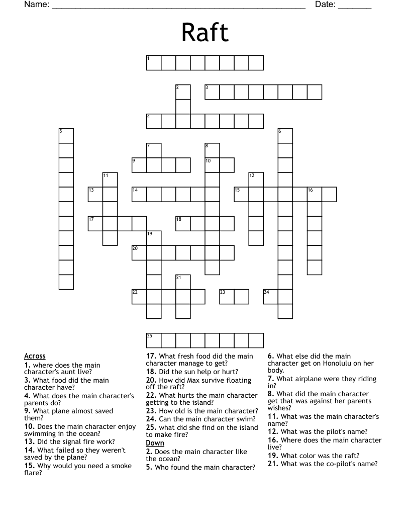 Raft  Crossword