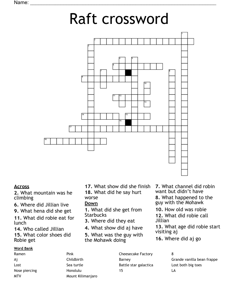 Raft crossword 