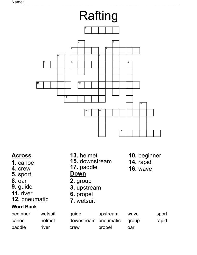 Rafting Crossword