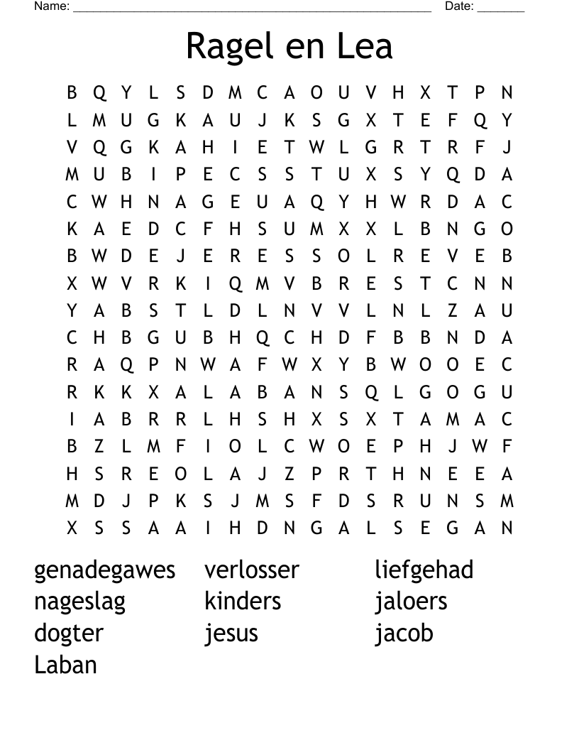 Ragel en Lea Word Search