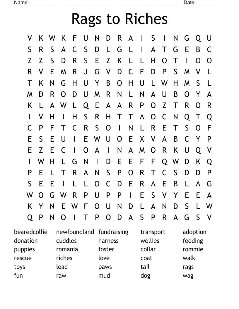 Rags to Riches Word Search