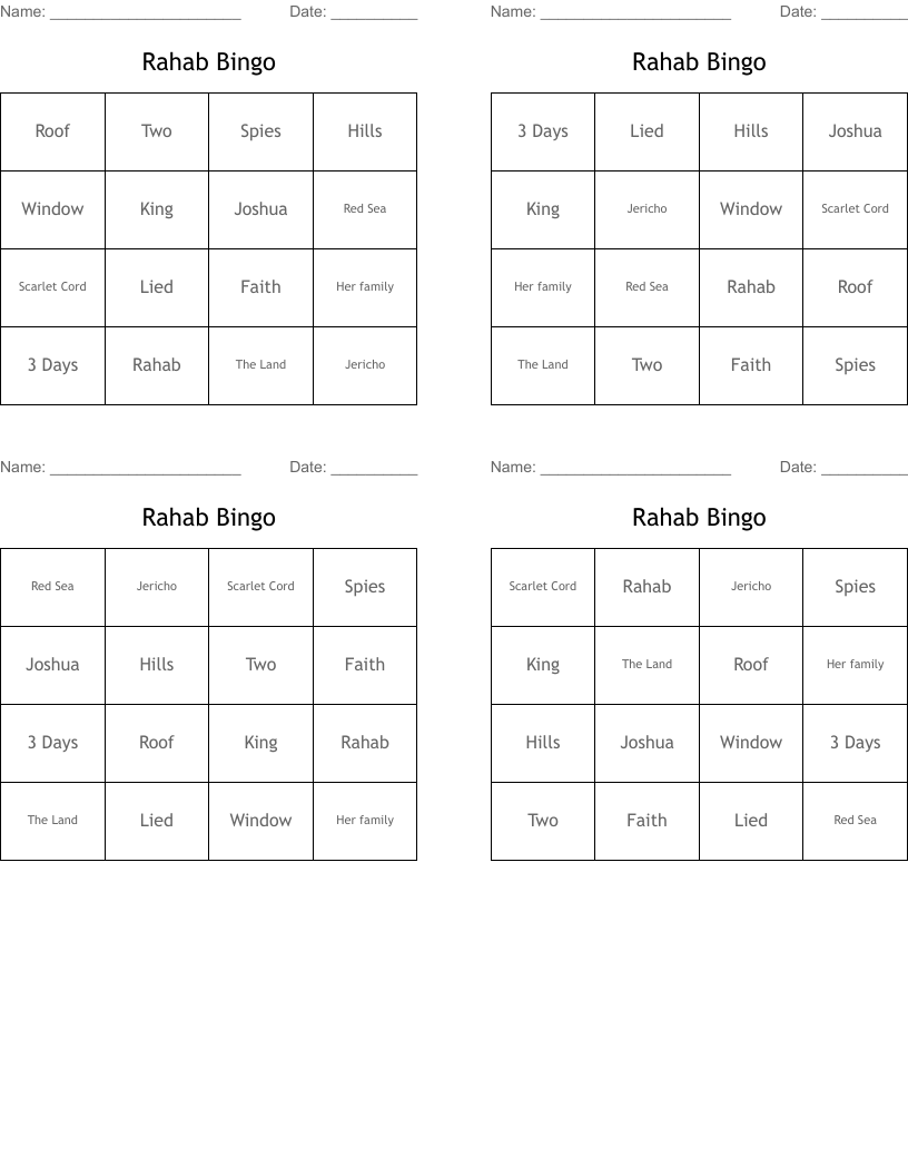 Rahab Bingo