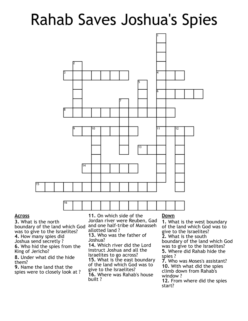 Rahab Saves Joshua's Spies Crossword