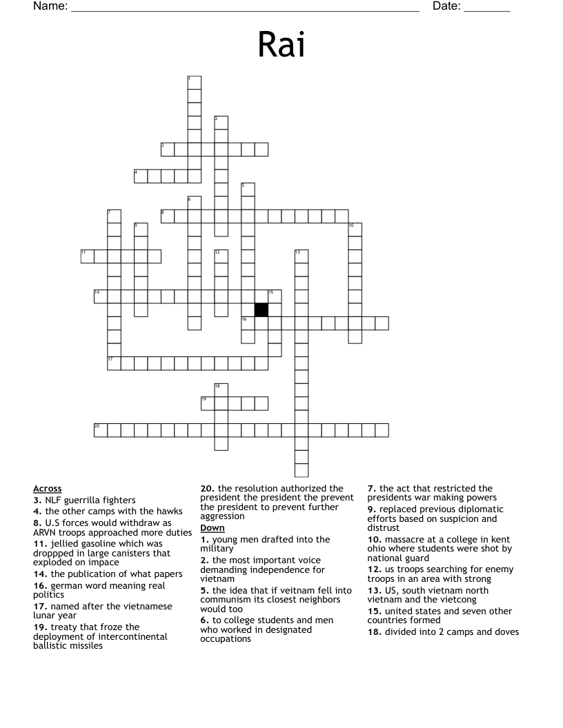 Rai Crossword