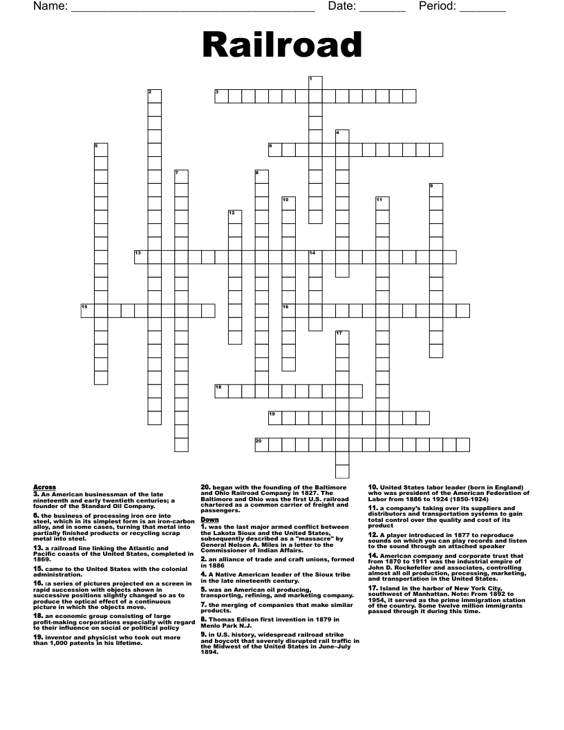 Railroad Crossword