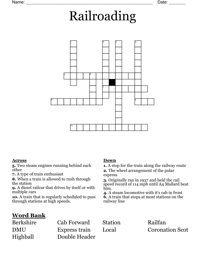 Railroading  Crossword