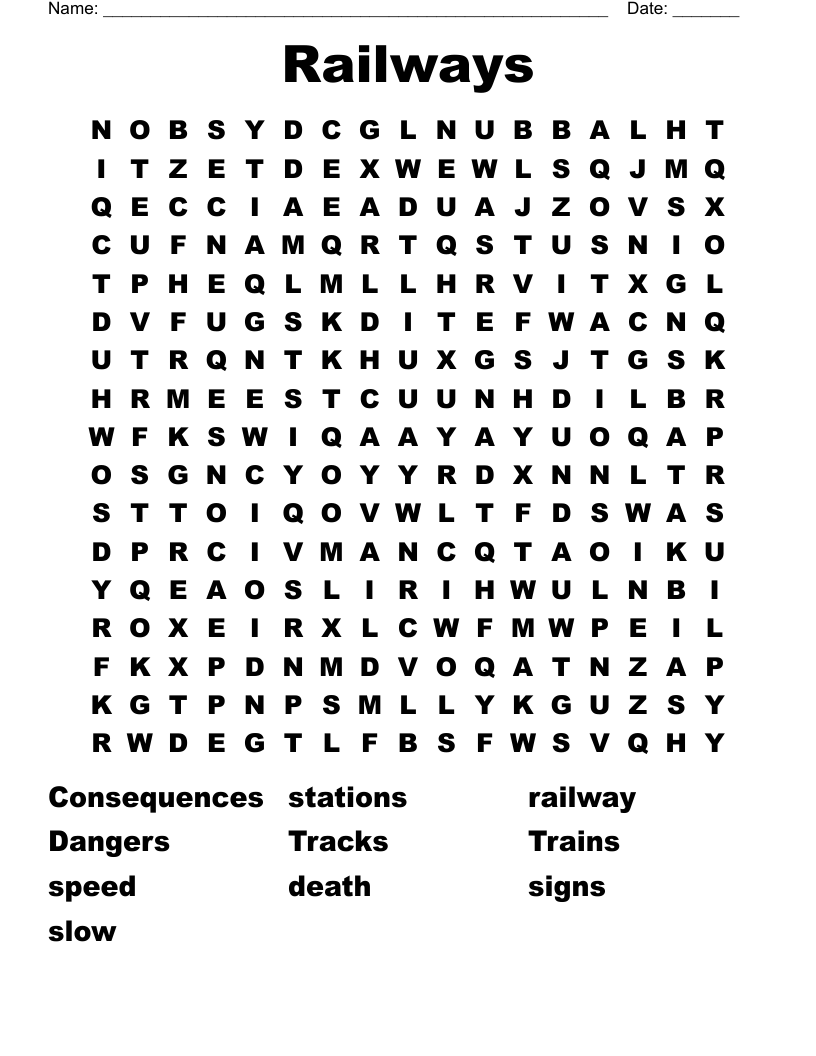Railways Word Search
