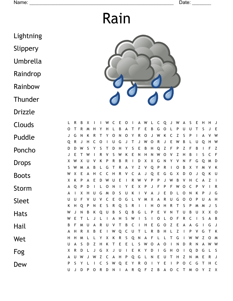 Rain Word Search