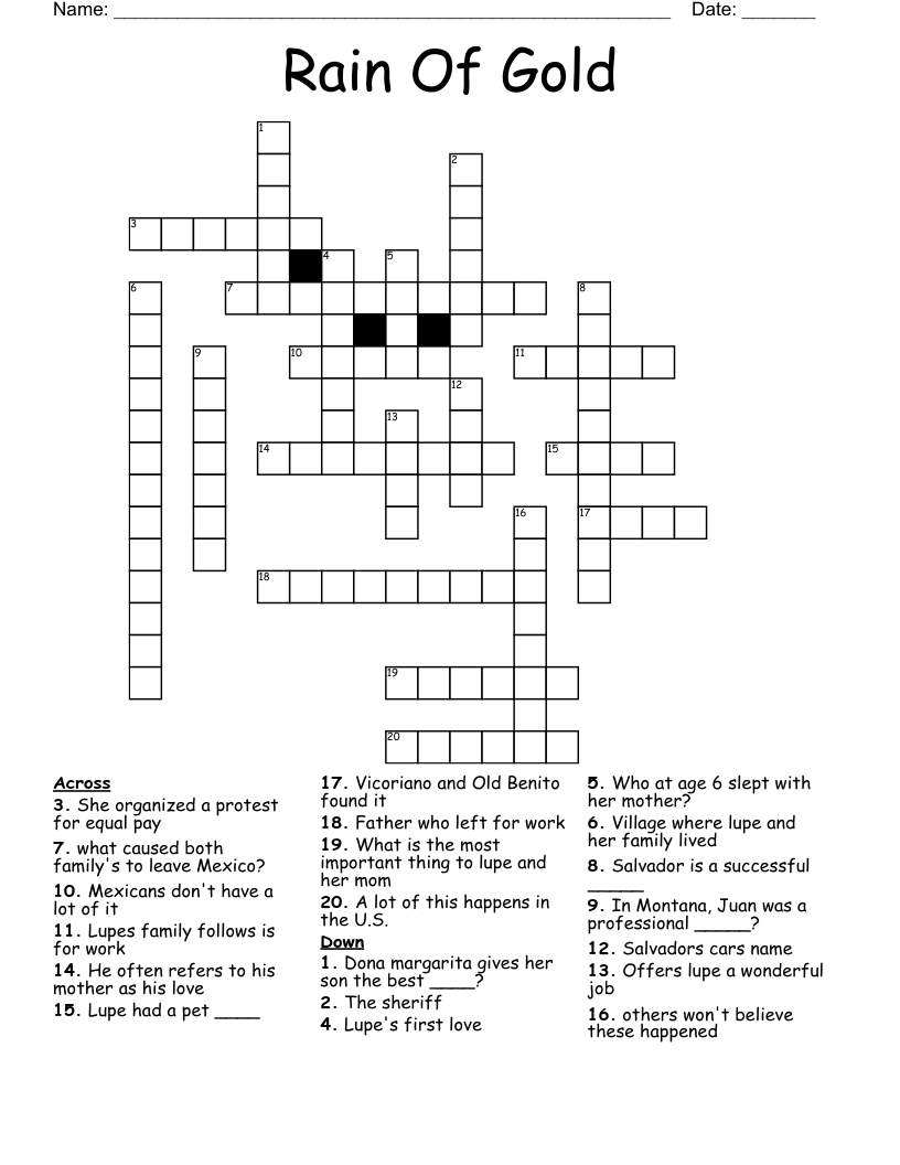 Rain Of Gold Crossword