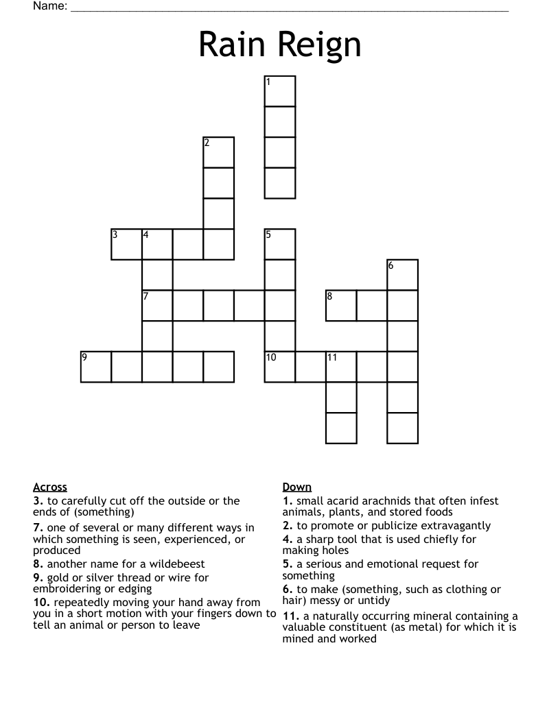 Rain Reign Crossword