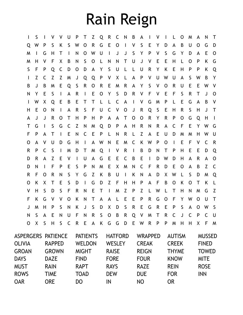Rain Reign Word Search