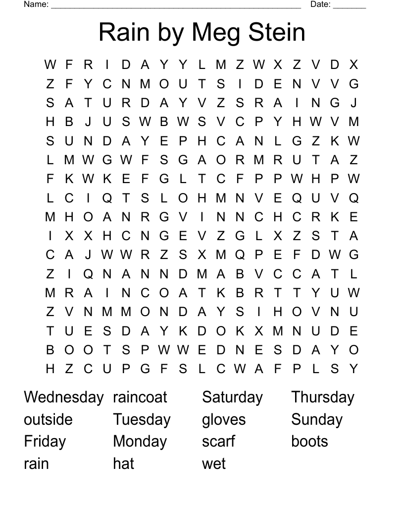 Rain by Meg Stein Word Search