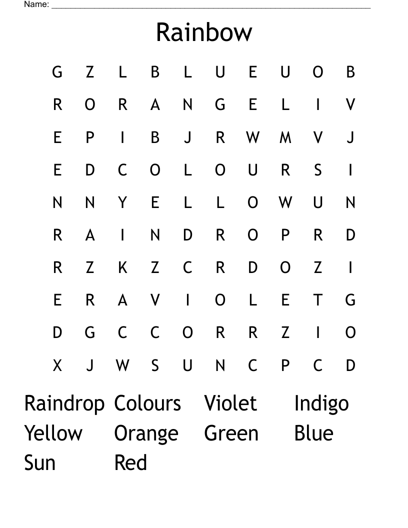 Rainbow Word Search