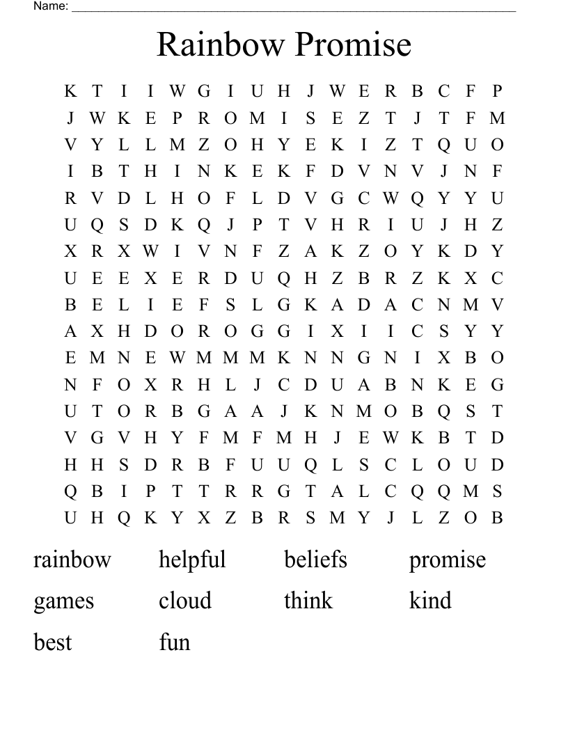 Rainbow Promise Word Search