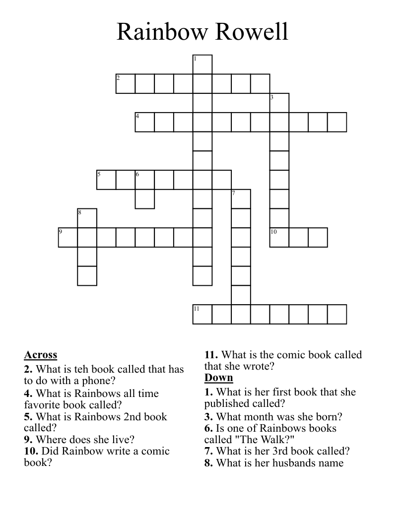 Rainbow Rowell Crossword