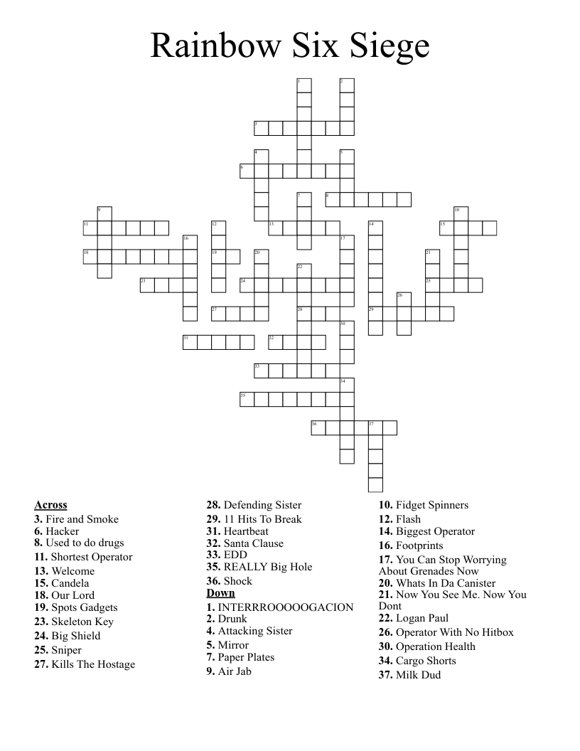 Rainbow Six Siege  Crossword
