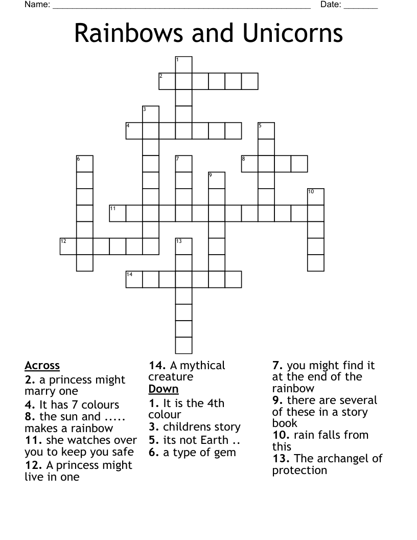 Rainbows and Unicorns Crossword