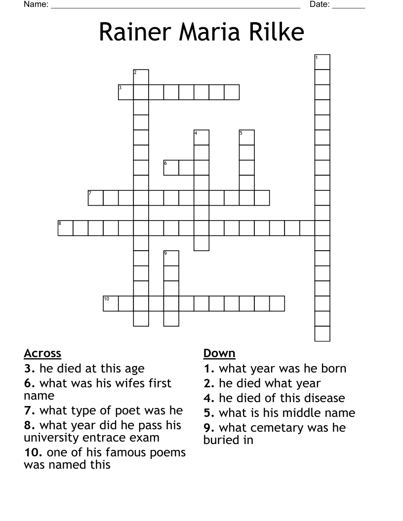 Rainer Maria Rilke Crossword