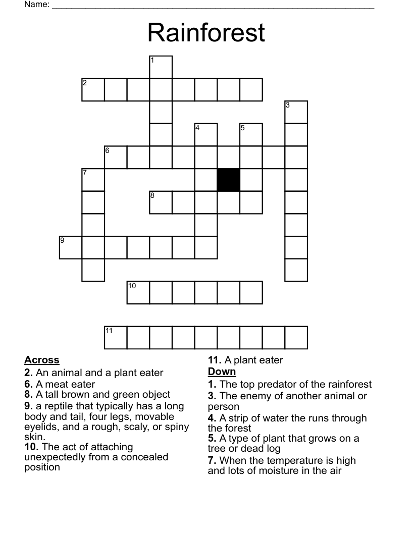 Rainforest Crossword