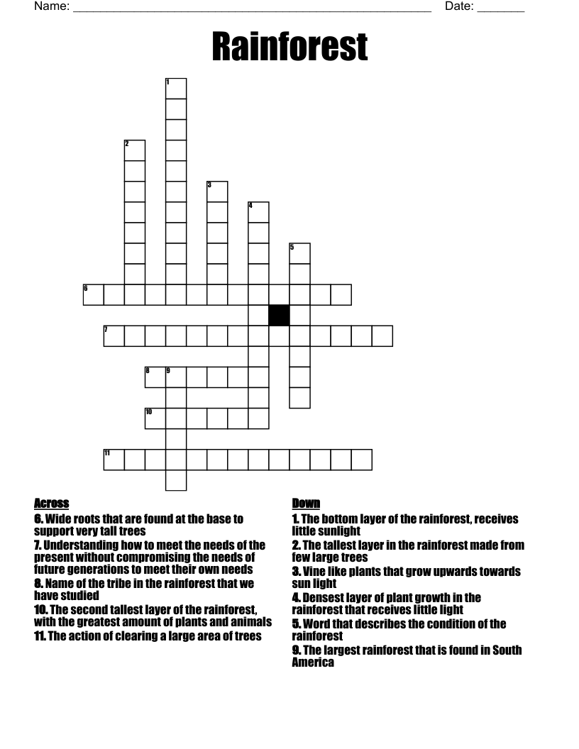 Rainforest Crossword