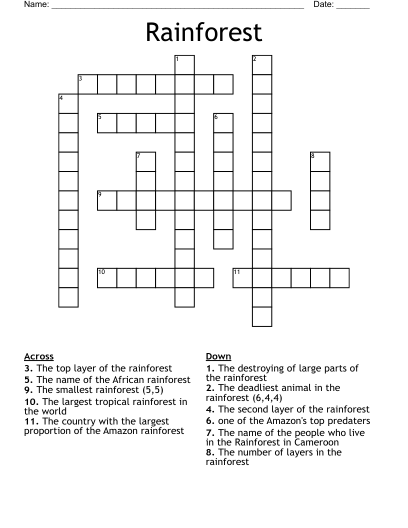 Rainforest Crossword
