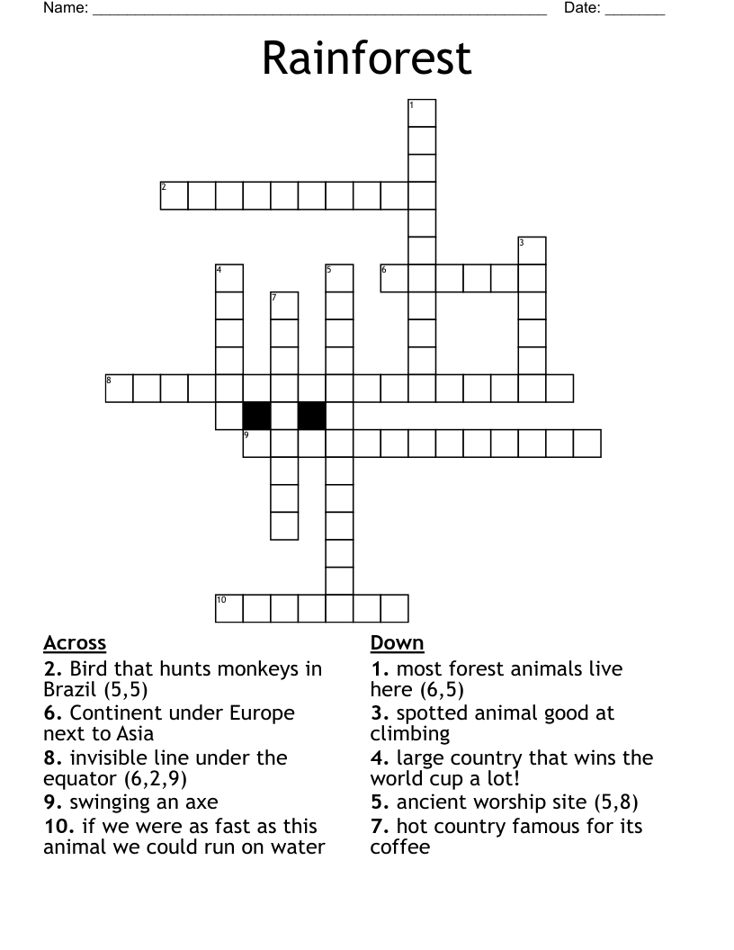 Rainforest Crossword