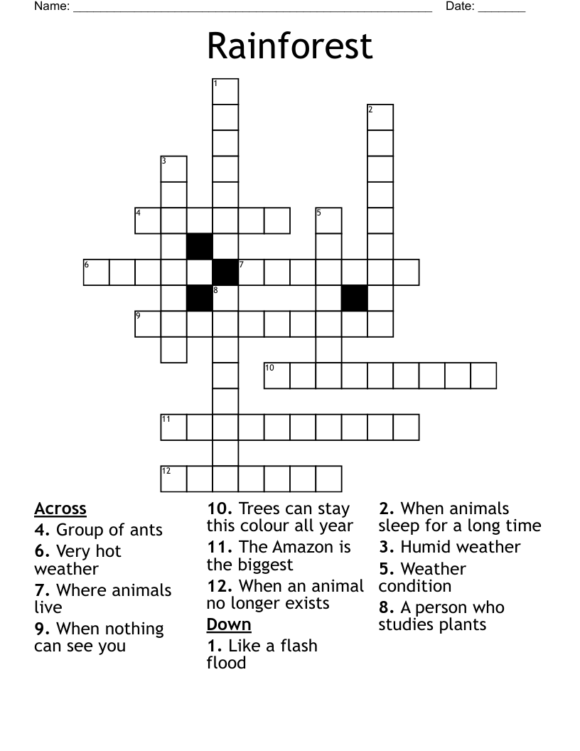 Rainforest Crossword