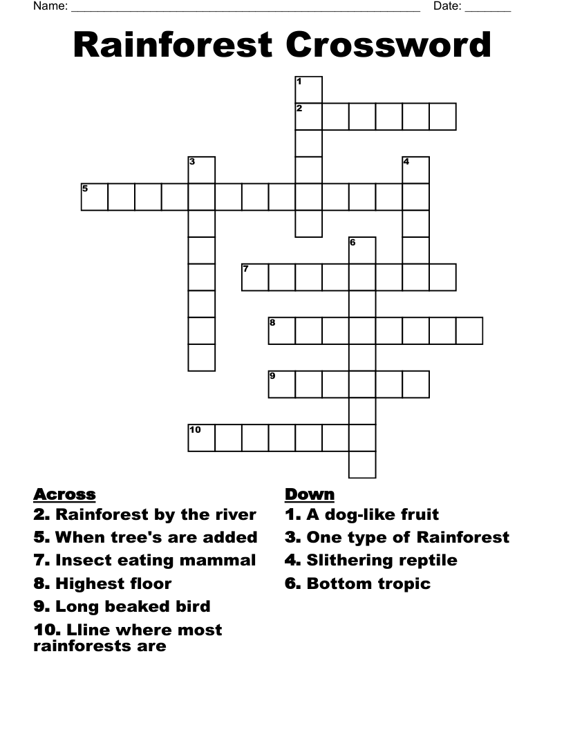 Rainforest Crossword