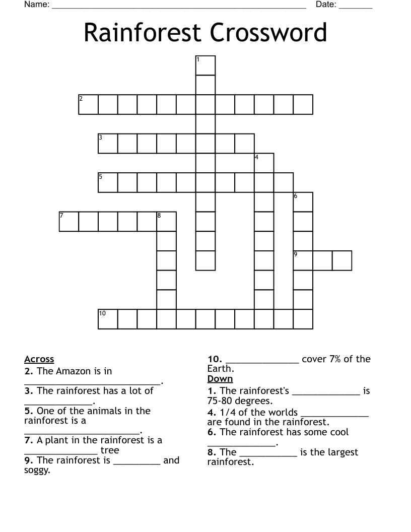 Rainforest Crossword
