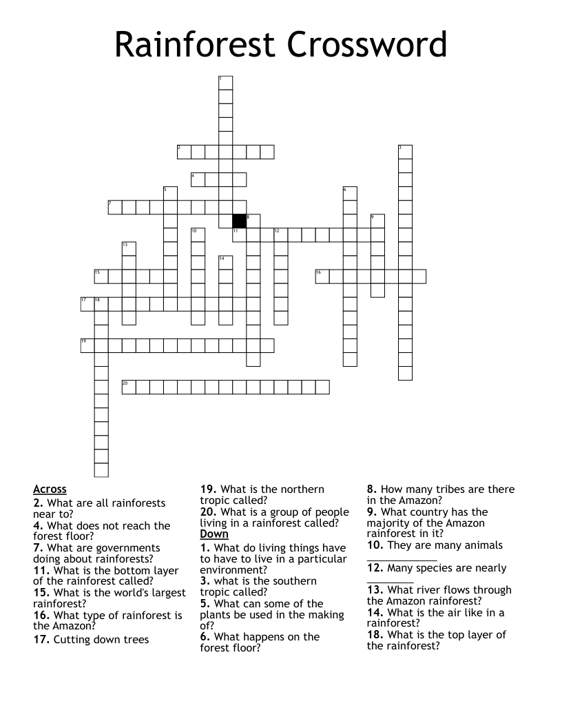 Rainforest Crossword