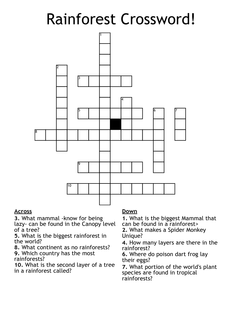 Rainforest Crossword!