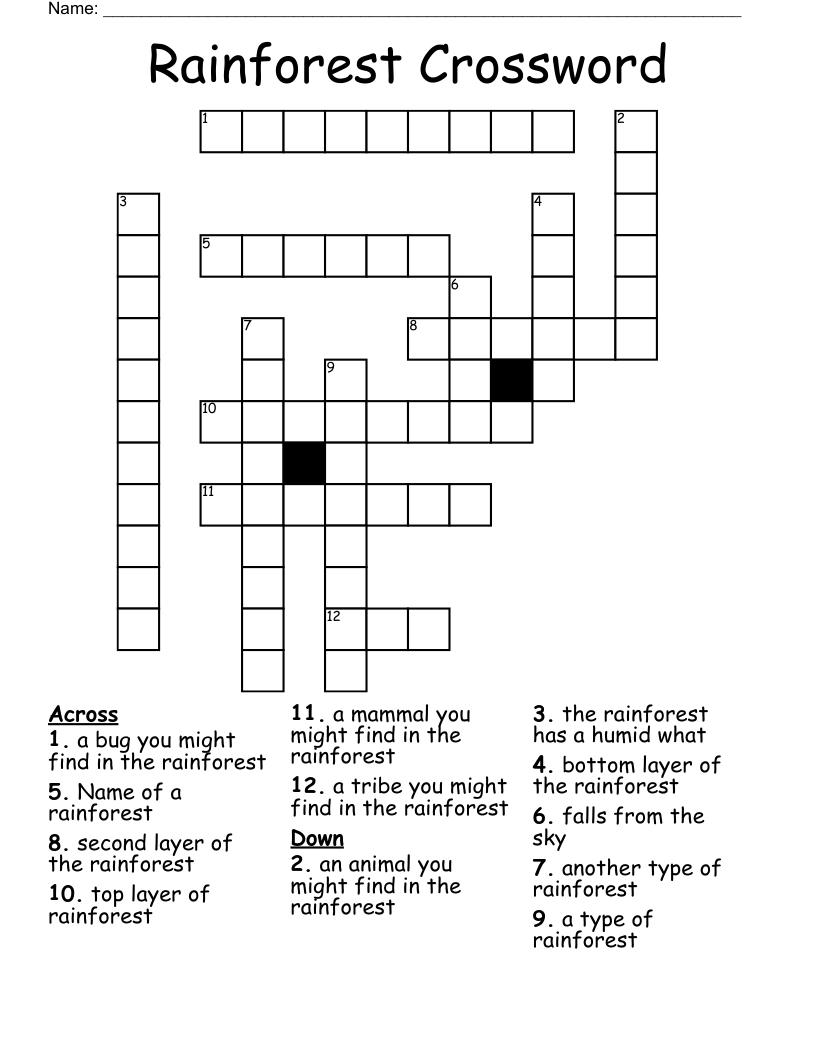 Rainforest Crossword