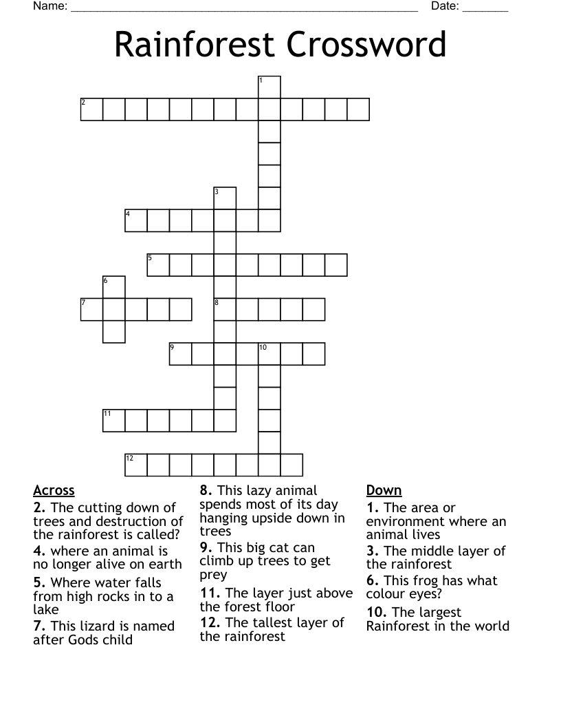 Rainforest Crossword