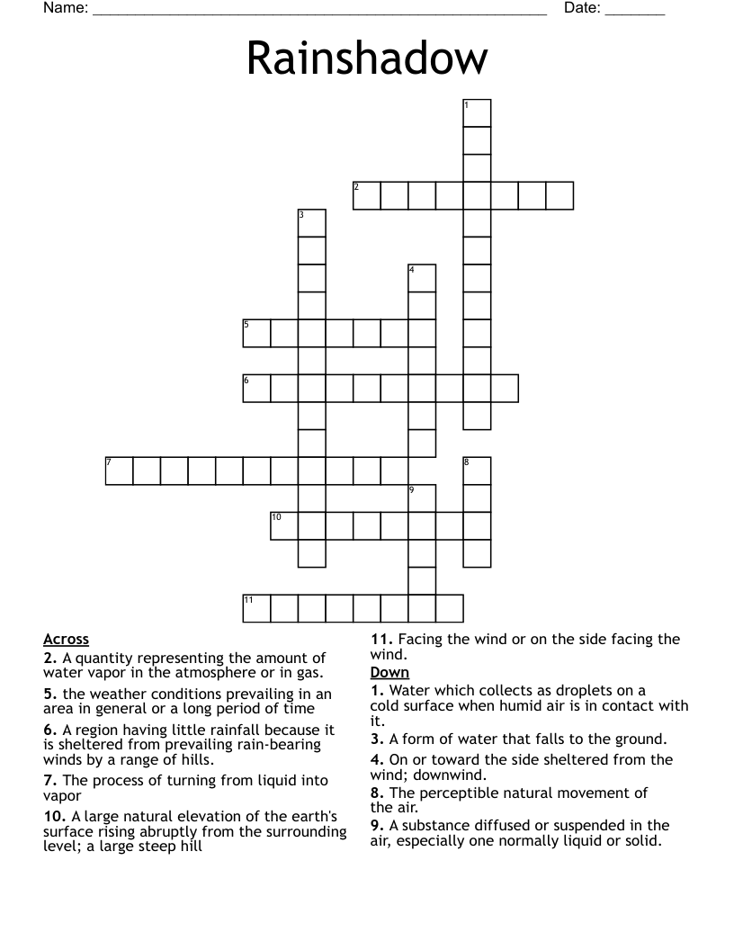 Rainshadow Crossword
