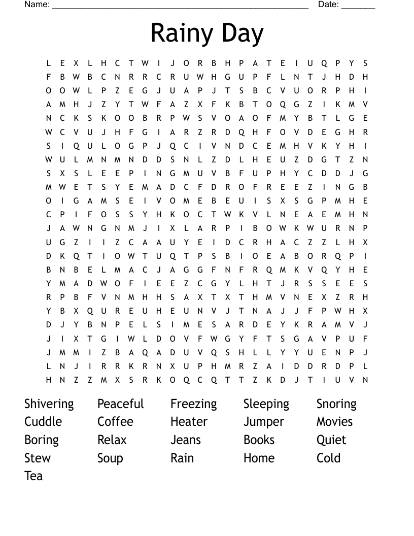 Rainy Day Word Search