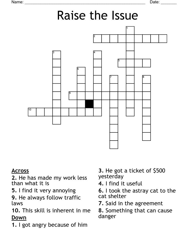 Raise the Issue Crossword