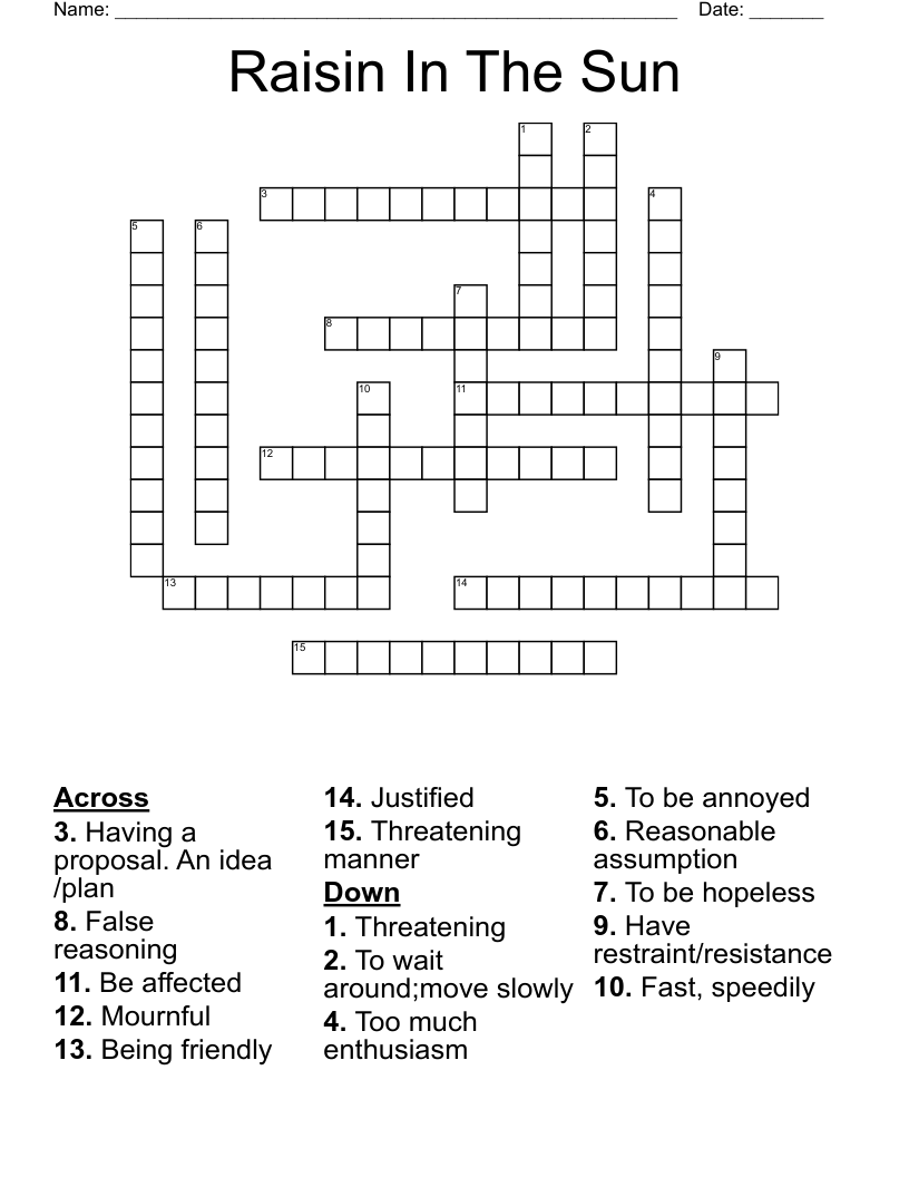 Raisin In The Sun Crossword