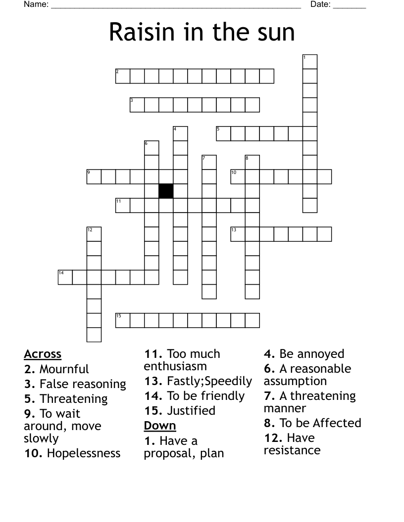 Raisin in the sun  Crossword