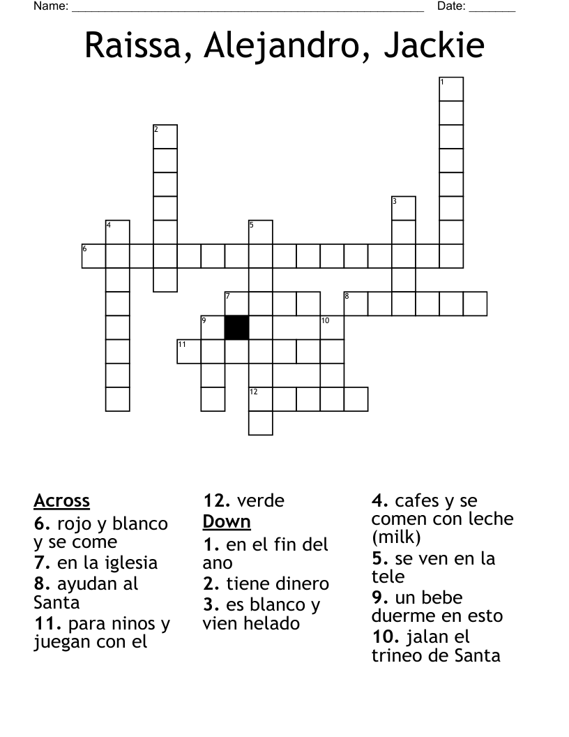 Raissa, Alejandro, Jackie Crossword