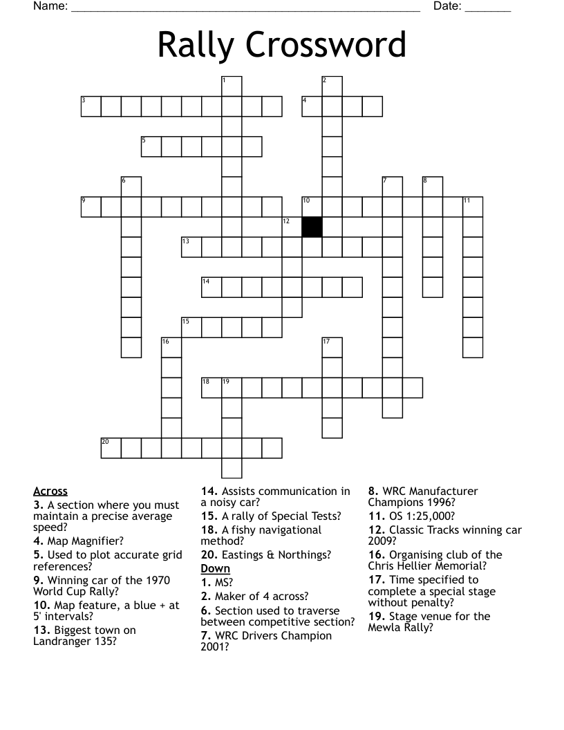 Rally Crossword