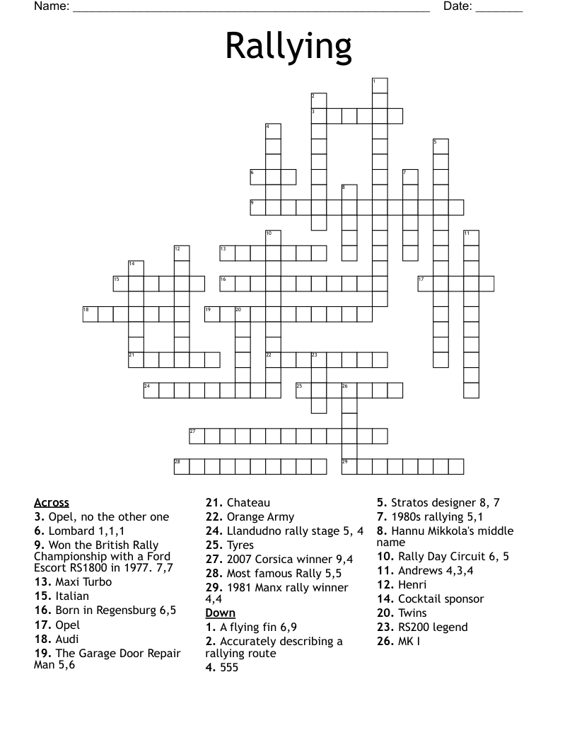 Rallying  Crossword