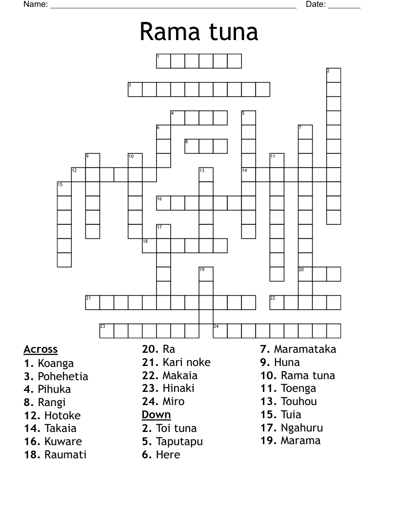 Rama tuna Crossword