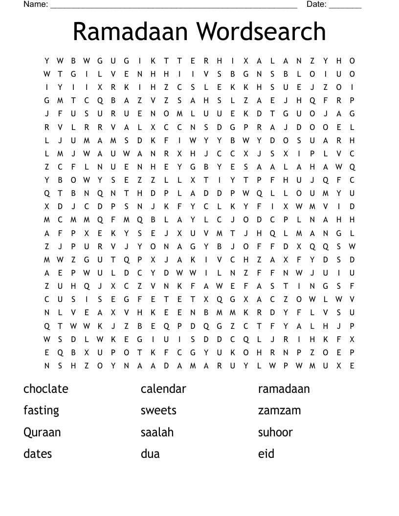 Ramadaan Wordsearch