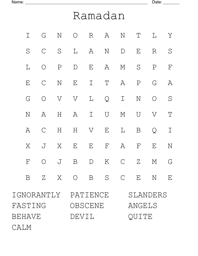 Ramadan Word Search