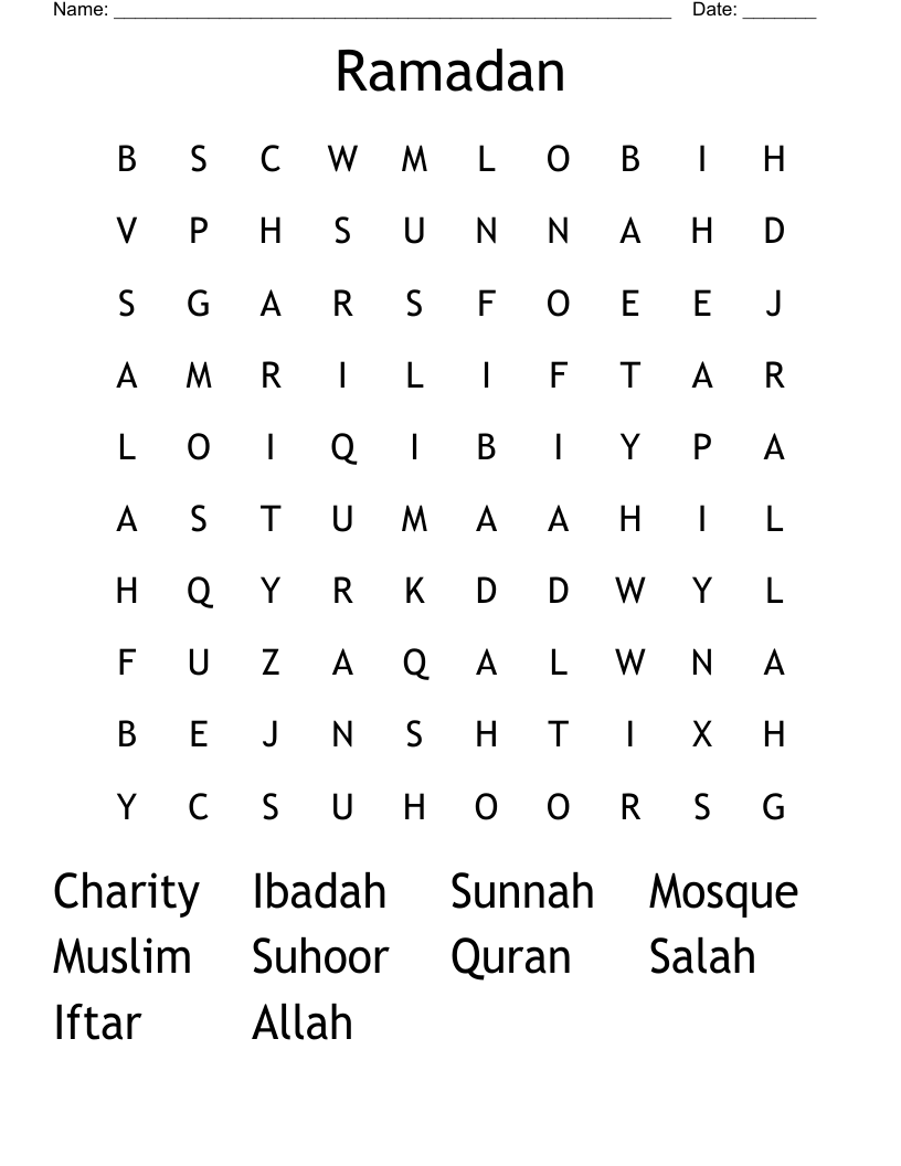 Ramadan Word Search