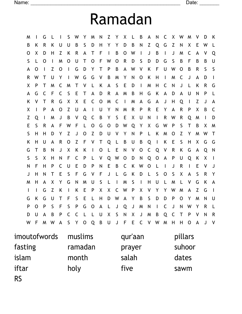 Ramadan Word Search