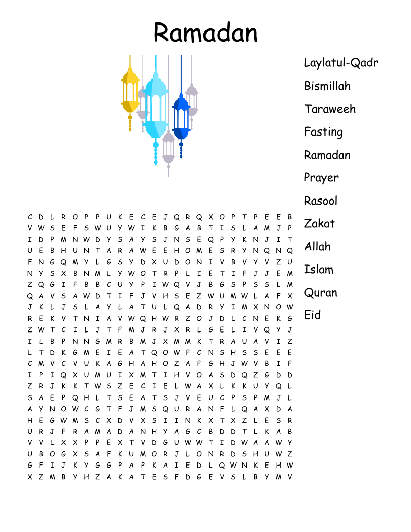Ramadan Word Search